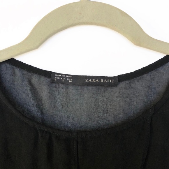 ZARA BLACK TIERED SLEEVELESS BLOUSE - EUC - Picture 2 of 5